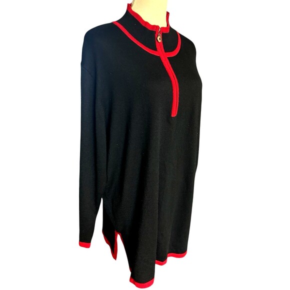 Jennifer Moore Women 2X Vintage Wool Blend Mock Neck 1/4 Zip Black Sweater - Picture 4 of 7